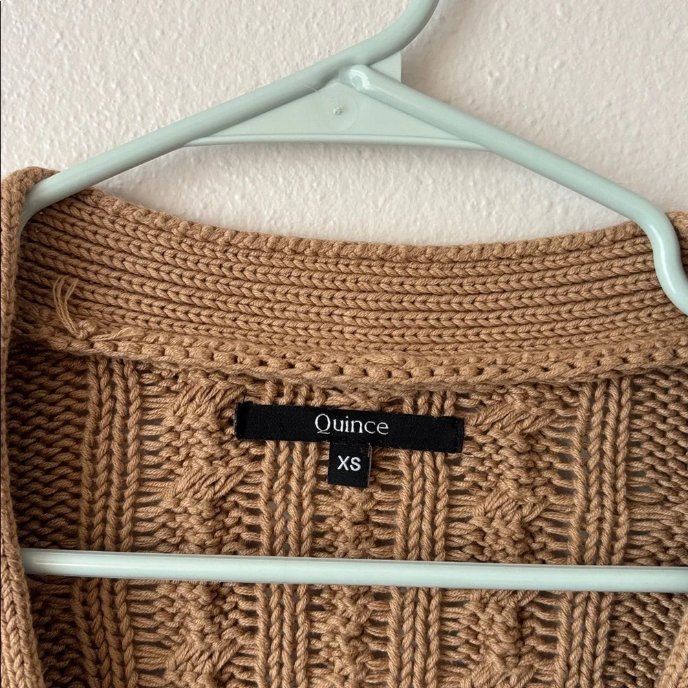Quince 100% Organic Cotton Oversized Cable Cardigan in Camel women’s size XS - Picture 6 of 9